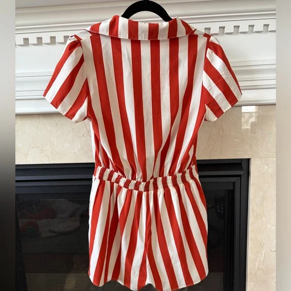 Red & White Striped Short-Sleeve Romper - Picture 3 of 4
